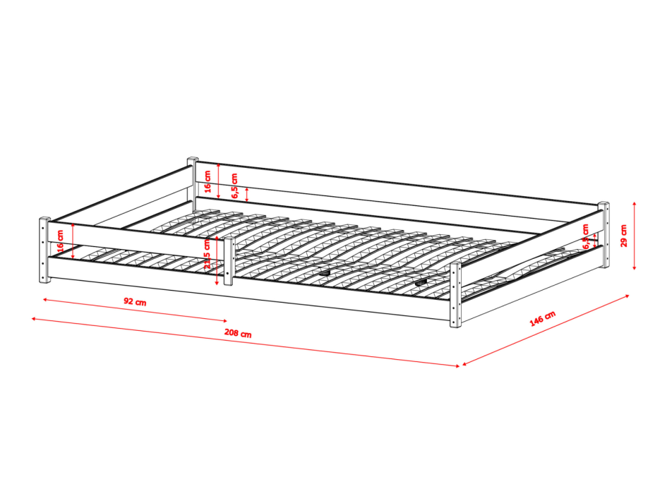 Dětská Montessori postel z masivu borovice ALICE - 200x140 cm - PŘÍRODNÍ