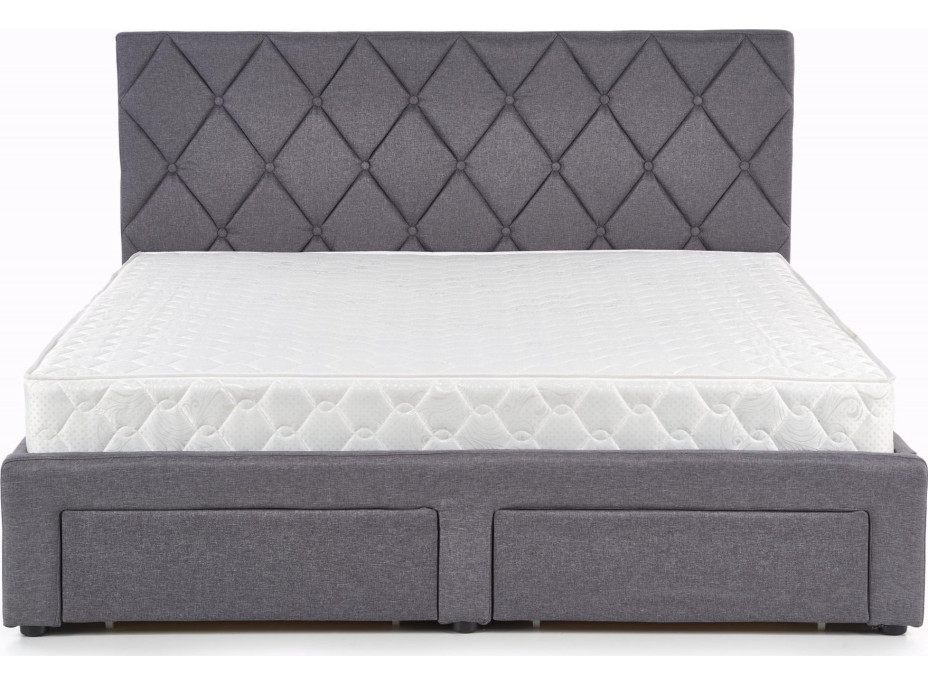 Postel z masivu se šuplíky BETY 200x160 cm - čalouněná - šedá