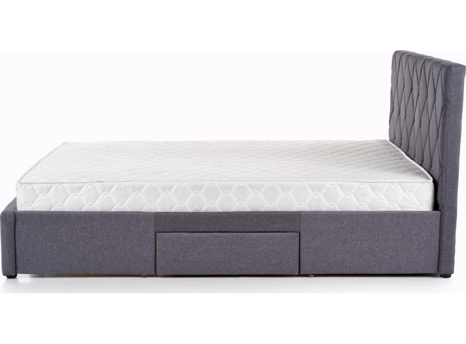 Postel z masivu se šuplíky BETY 200x160 cm - čalouněná - šedá