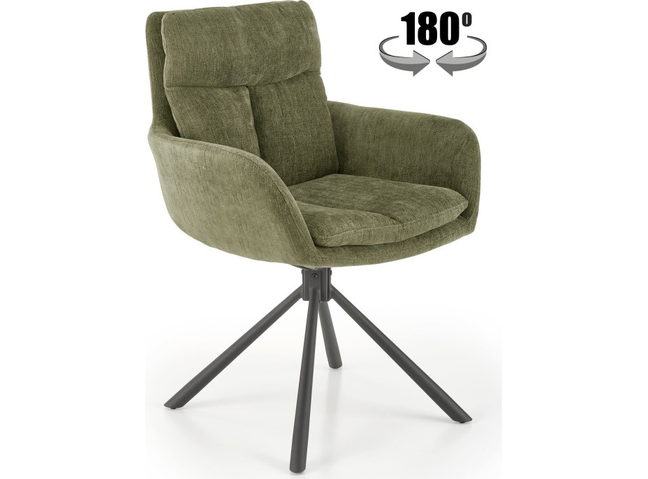 Jídelní otočné křesílko HAYES - olivově zelené