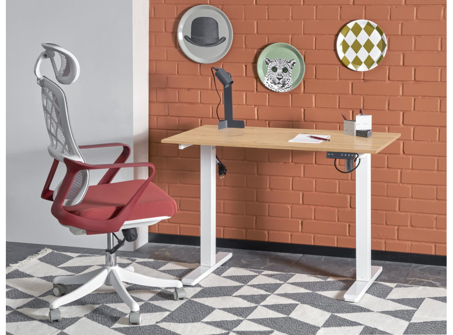 Psací stůl KEVIN s nastavitelnou výškou - dub artisan/černý