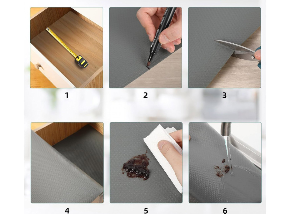 Protiskluzová podložka do zásuvky BARGO 48 x 300 cm - šedá