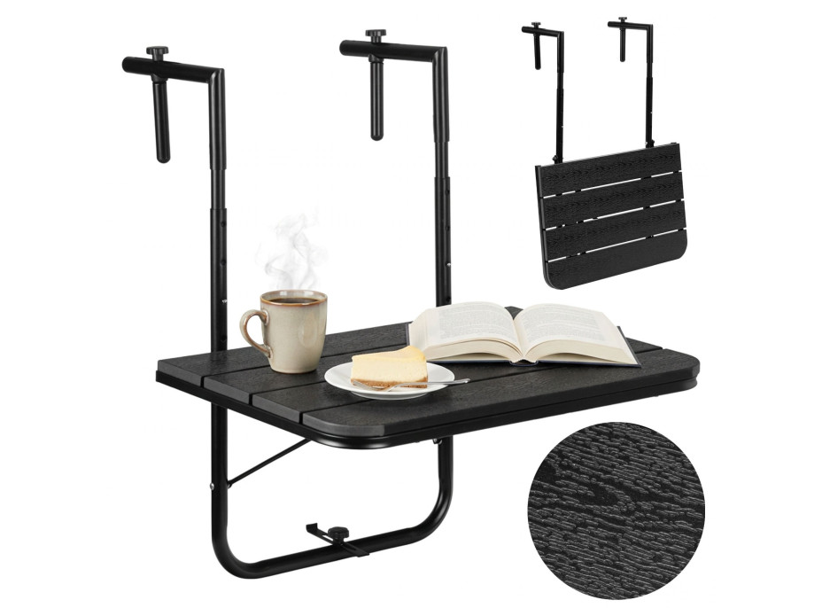 Závěsný stolek na balkon ARETTO - černý