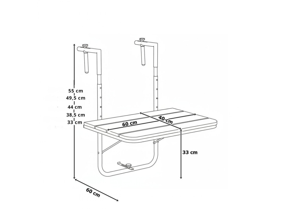 Závěsný stolek na balkon ARETTO - černý