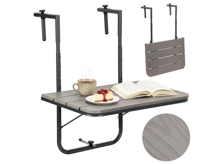 Závěsný stolek na balkon ARETTO - šedý