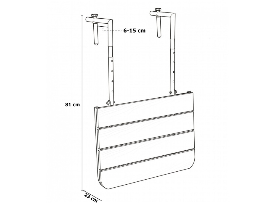 Závěsný stolek na balkon ARETTO - šedý