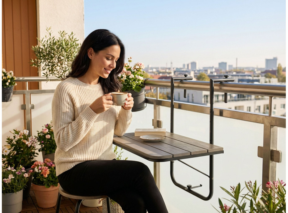 Závěsný stolek na balkon ARETTO - šedý