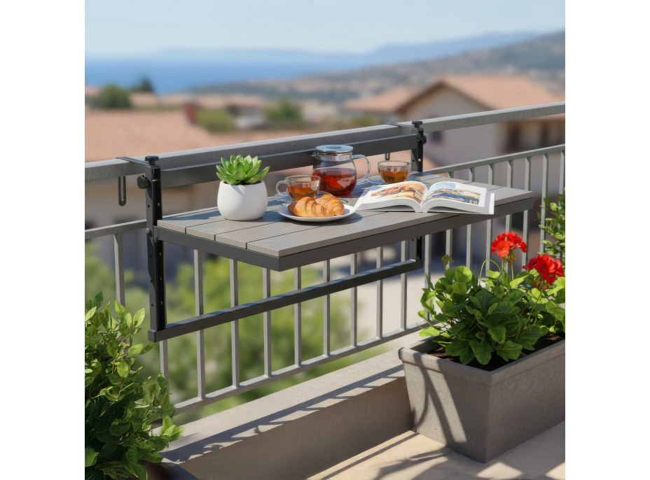Závěsný stolek na balkon AGATTI BIS STONEWOOD - šedý