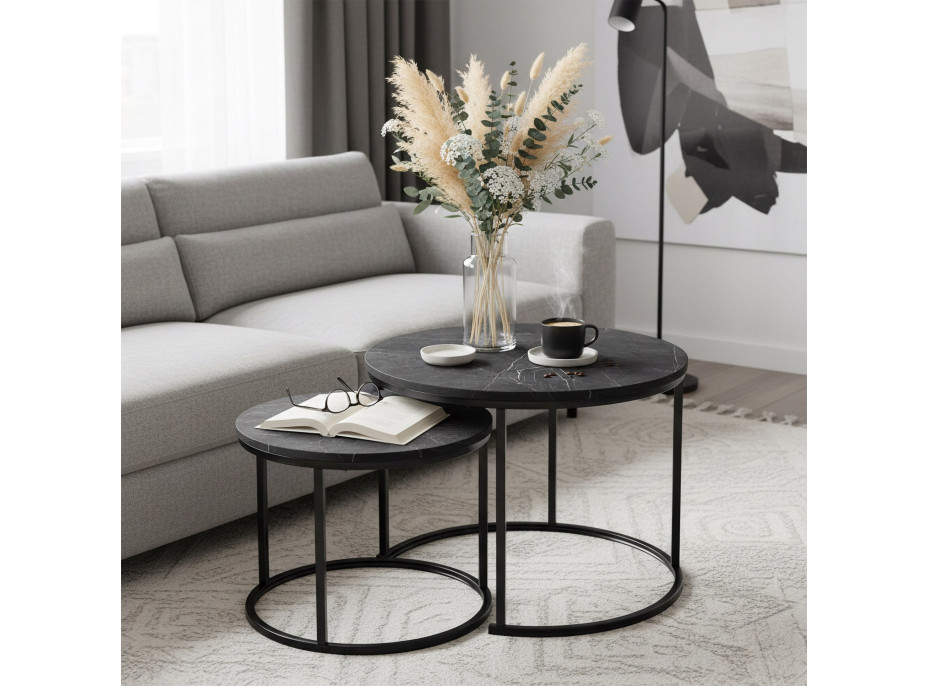 Konferenční stolek GALEN SMALL - grafitový mramor/černý