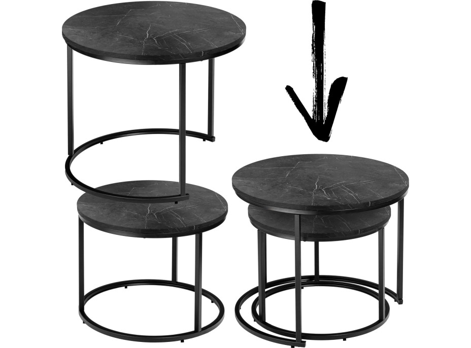 Konferenční stolek GALEN SMALL - grafitový mramor/černý