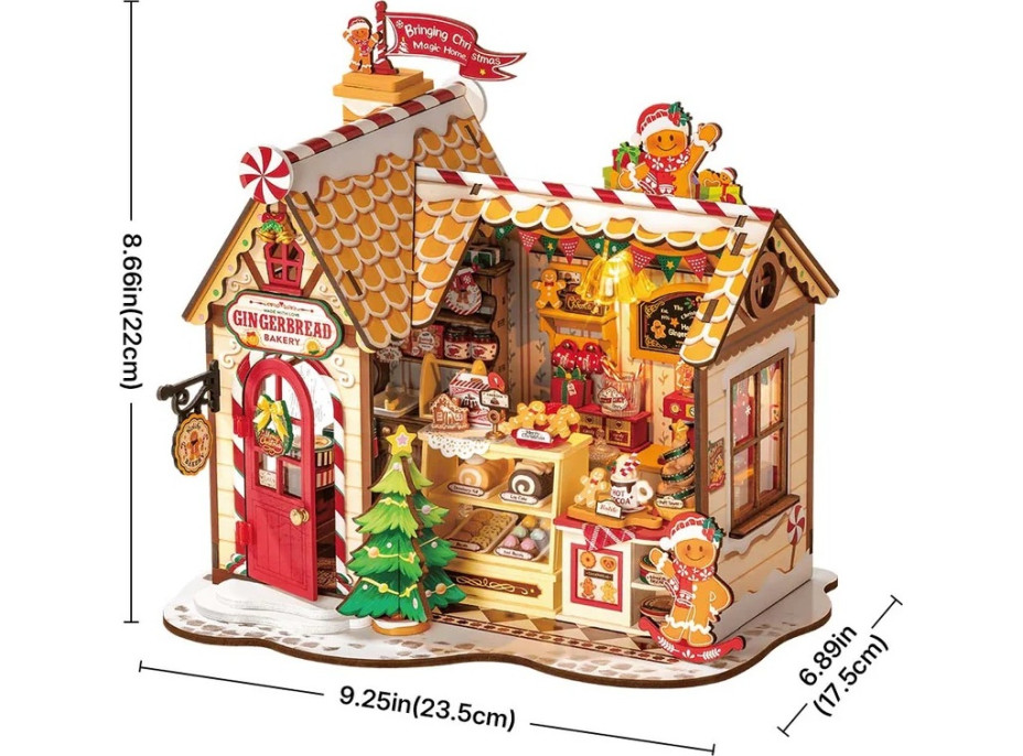 RoboTime 3D dřevěná skládačka Miniatura domečku Perníková chaloupka