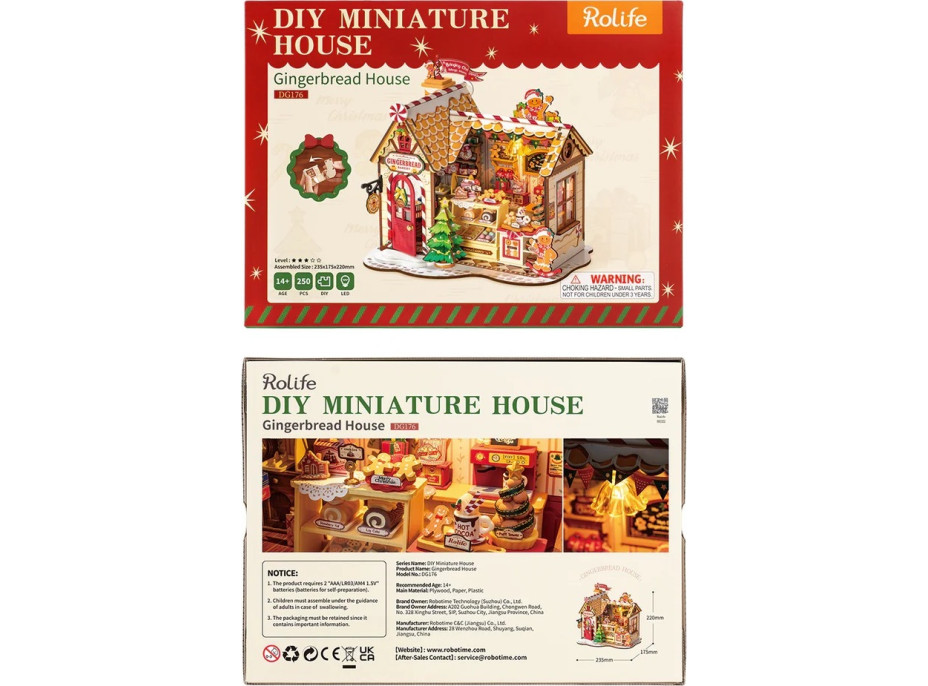 RoboTime 3D dřevěná skládačka Miniatura domečku Perníková chaloupka