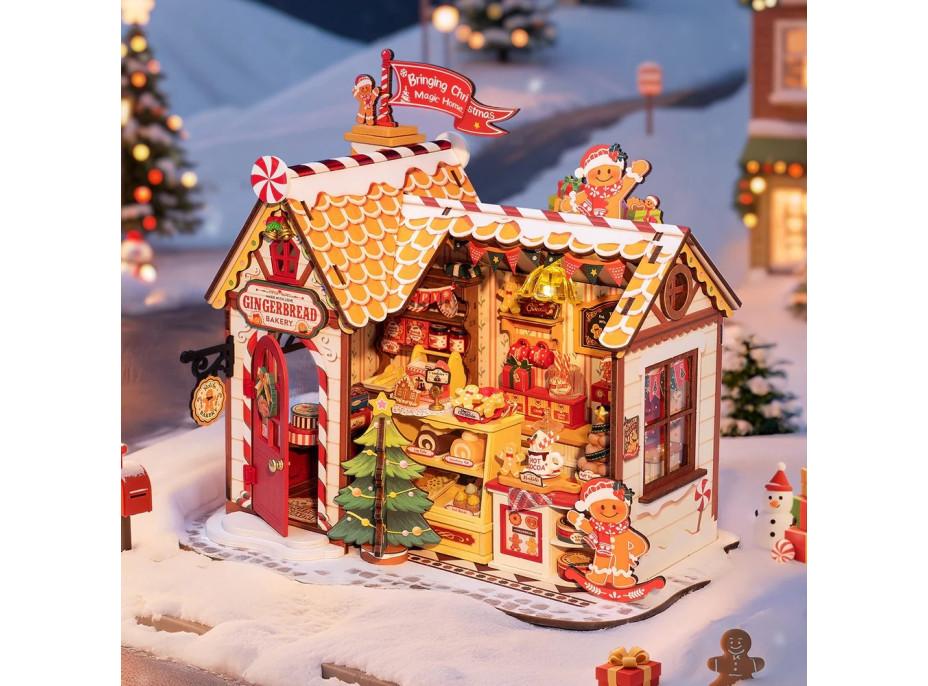 RoboTime 3D dřevěná skládačka Miniatura domečku Perníková chaloupka