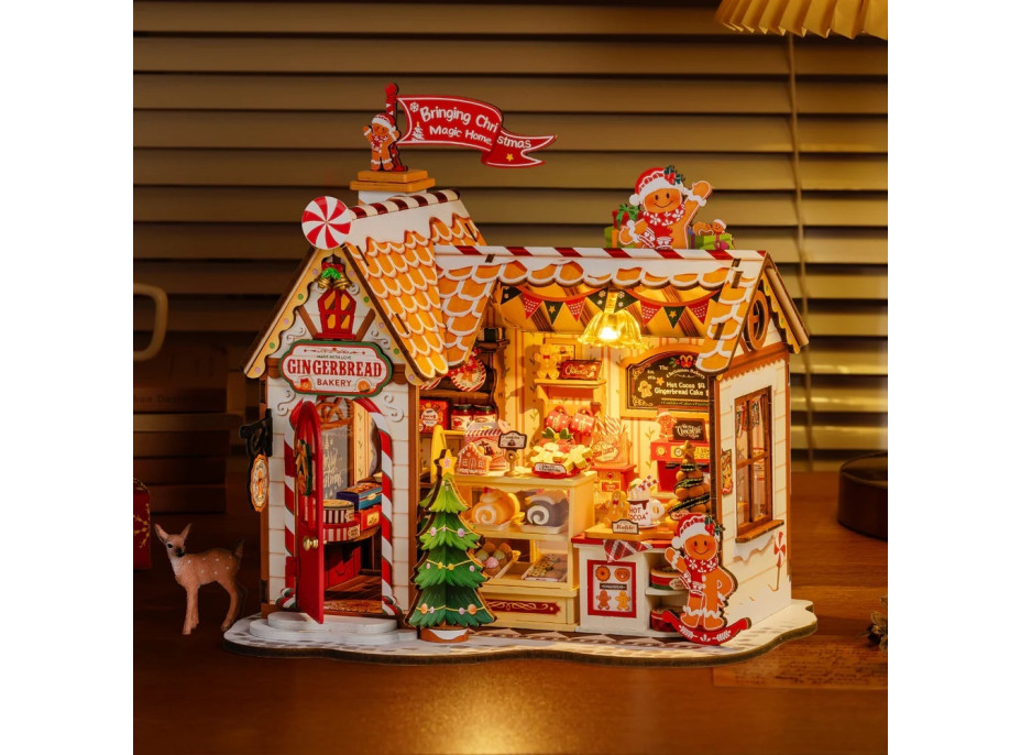 RoboTime 3D dřevěná skládačka Miniatura domečku Perníková chaloupka