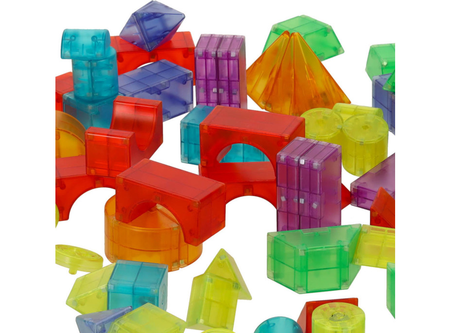 Svítící LED magnetická 3D stavebnice - 134 prvků