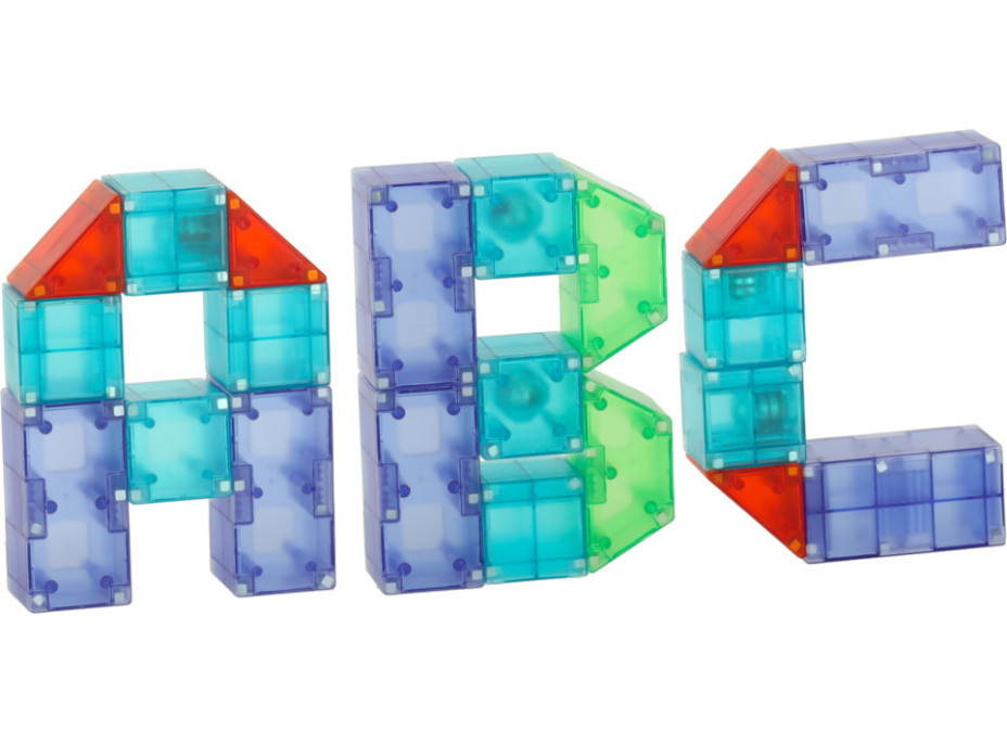 Svítící LED magnetická 3D stavebnice - 134 prvků