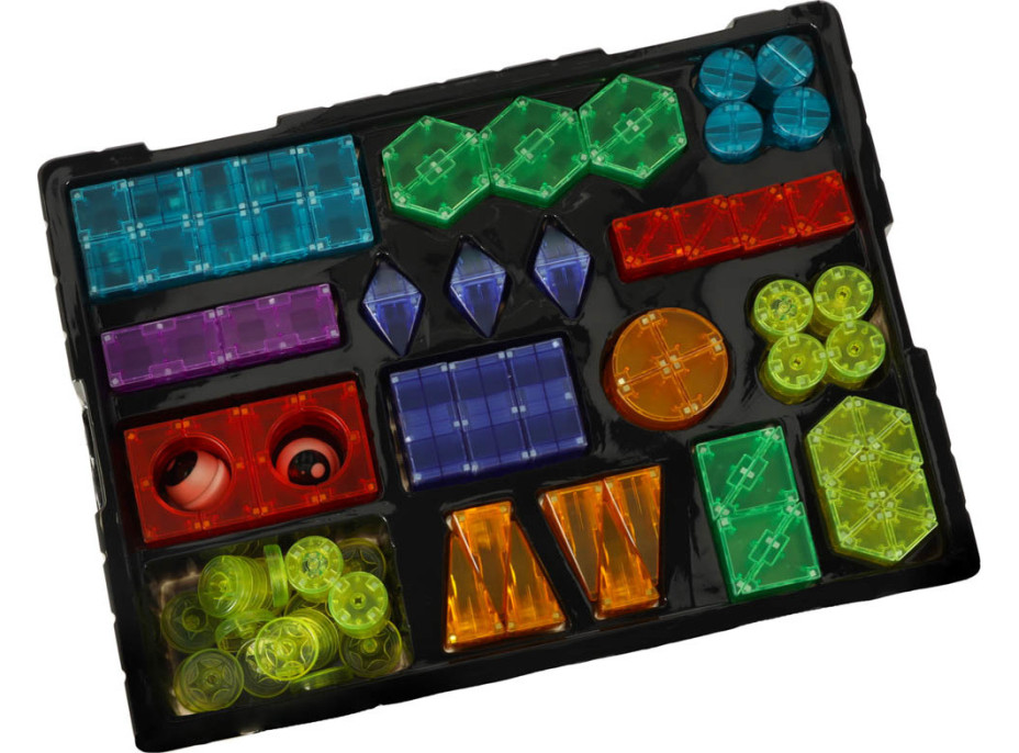 Svítící LED magnetická 3D stavebnice - 134 prvků