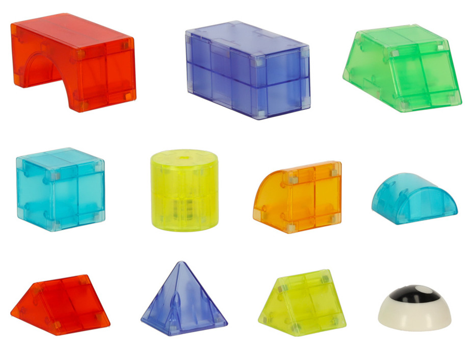Svítící LED magnetická 3D stavebnice - 32 prvků