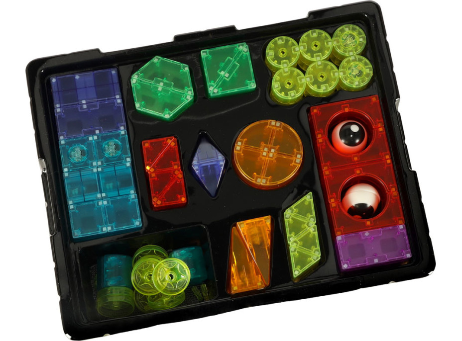 Svítící LED magnetická 3D stavebnice - 64 prvků