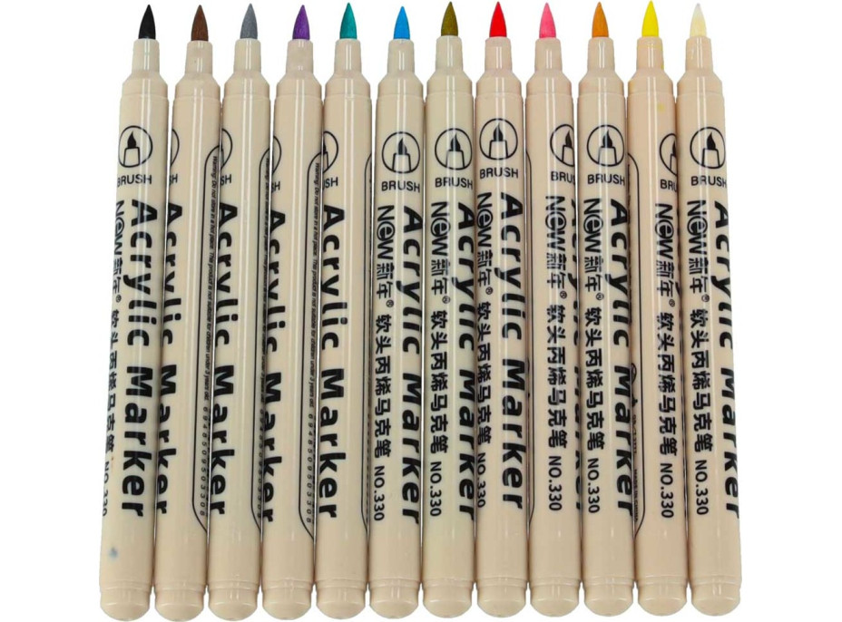 Akrylové voděodolné DIY popisovače - 12 ks