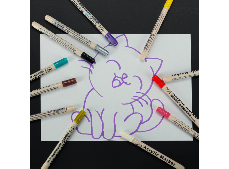 Akrylové voděodolné DIY popisovače - 12 ks