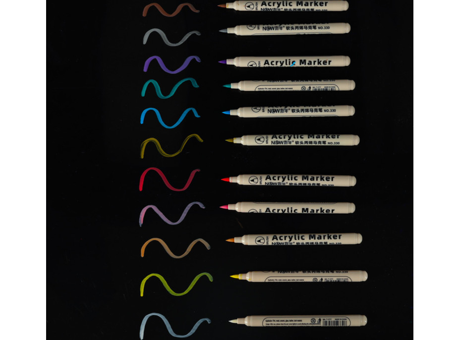 Akrylové voděodolné DIY popisovače - 12 ks