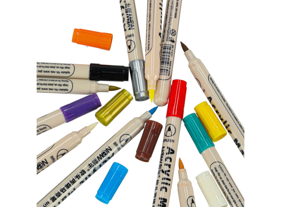 Akrylové voděodolné DIY popisovače - 12 ks