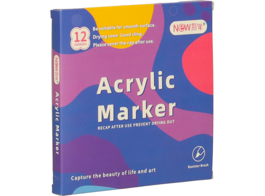 Akrylové voděodolné DIY popisovače - 12 ks