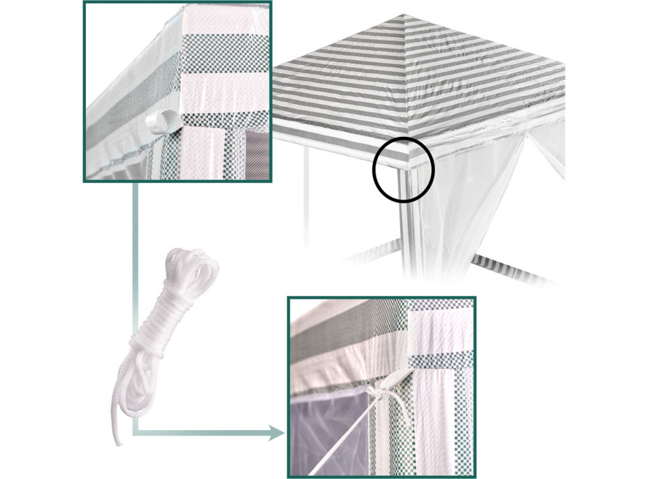 Zahradní altán s moskytiérou 3x3 m - bílý
