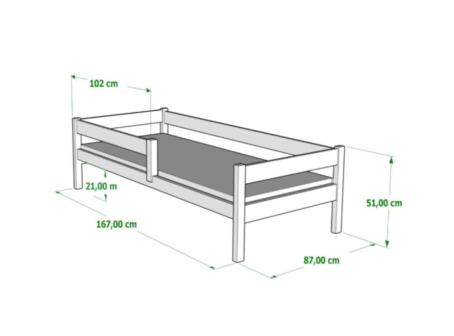 Dětská postel z masivu PAVLÍK 2 - 160x80 cm
