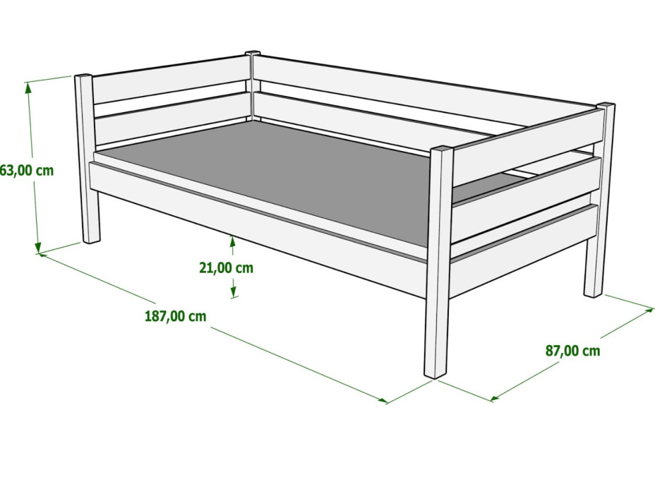 Dětská postel z masivu KARAS 2 - 180x80 cm