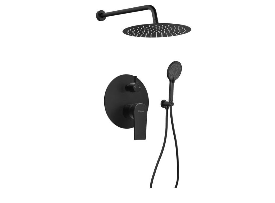 Sapho KAI podomítkový sprchový set s pákovou baterií, otočný přepínač, 2 výstupy, černá mat KA43/15-03