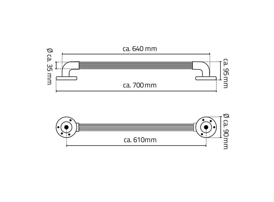 Ridder Pevnostní madlo plastové, 600mm, černá A1016010