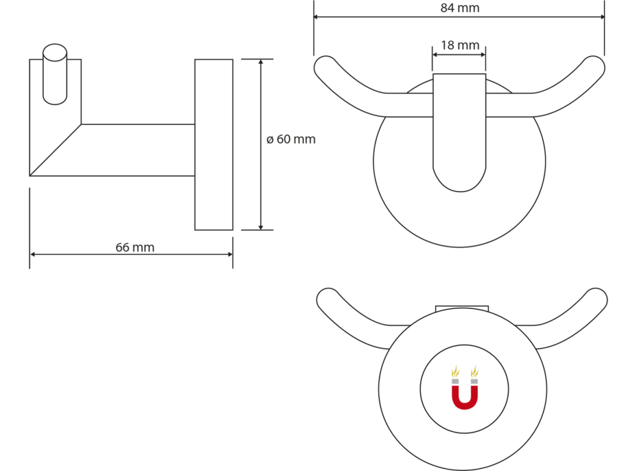 Sapho Magnetický dvojháček na otopné těleso XJ235