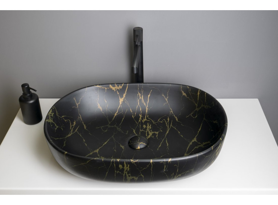 Sapho CALEO keramické umyvadlo na desku, 60x42cm, portoro mramor CA590PT