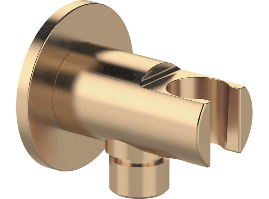 Sapho Držák sprchy kulatý, pevný, s vyústěním, zlato mat 1205-0919