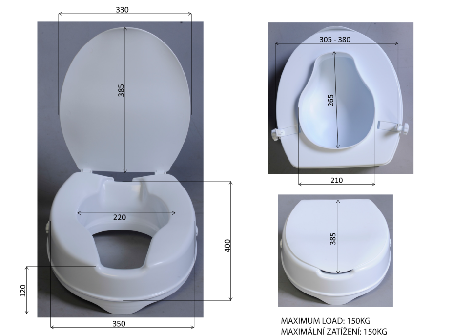 Ridder HANDICAP WC sedátko zvýšené 10cm, černá A0071010