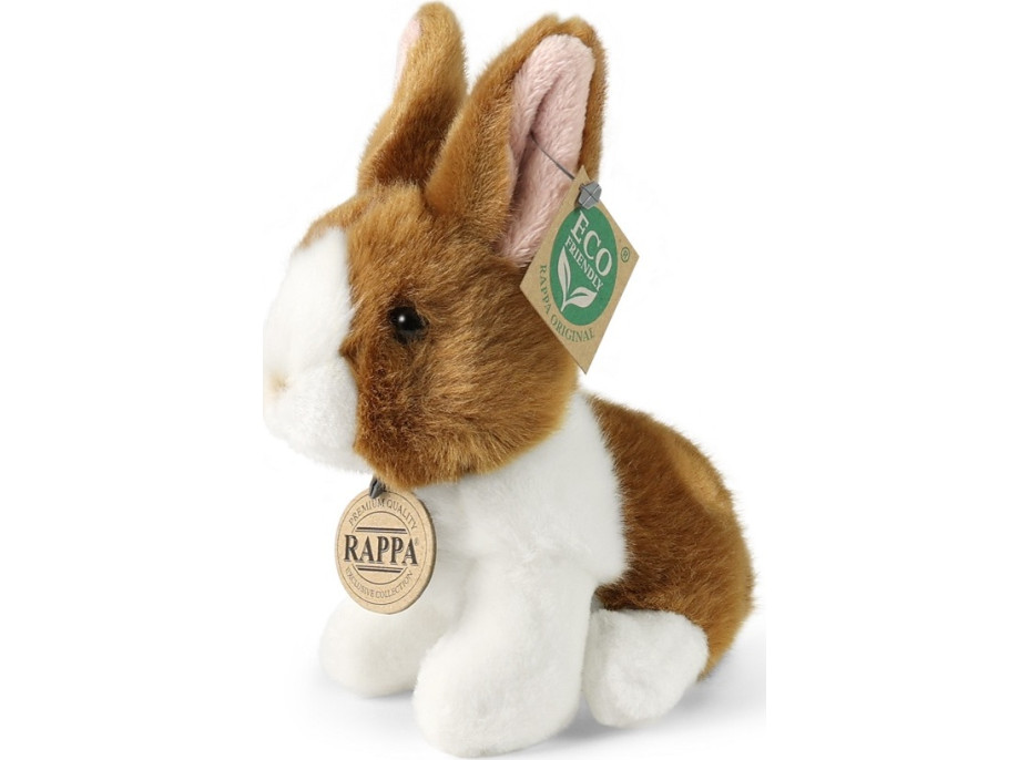 Rappa Plyšový králík bílo-hnědý sedící 16 cm ECO-FRIENDLY