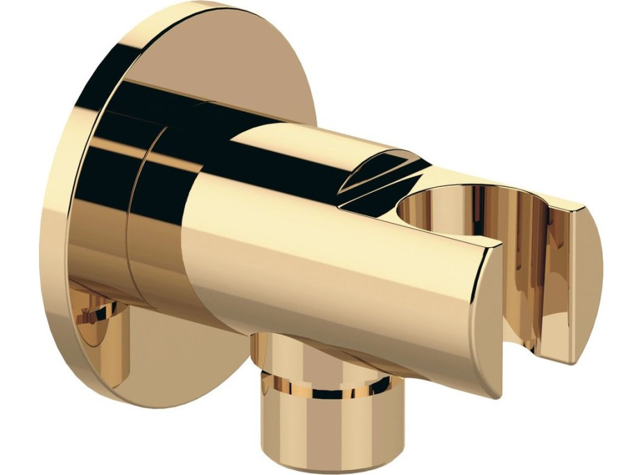 Sapho Držák sprchy kulatý, pevný, s vyústěním, zlato 1205-0917