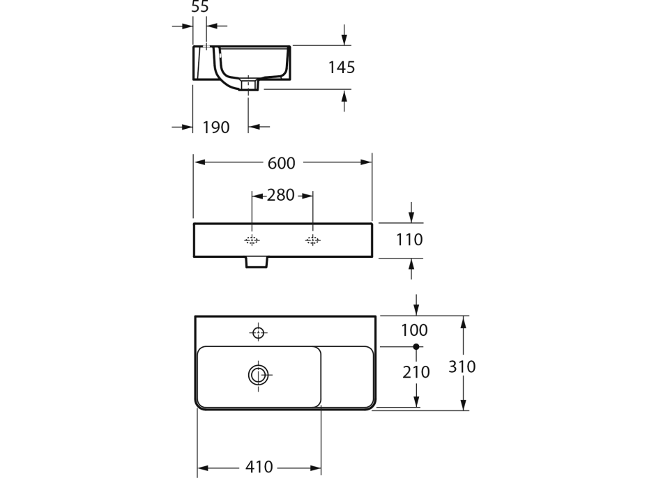 Sapho ISTIA keramické umyvadlo, 60x41cm, bílá AR6041