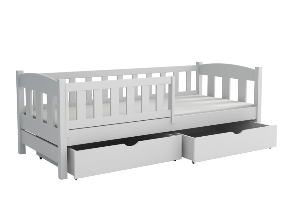 Dětská postel z masivu borovice BEN se šuplíky - 200x80 cm - ŠEDÁ