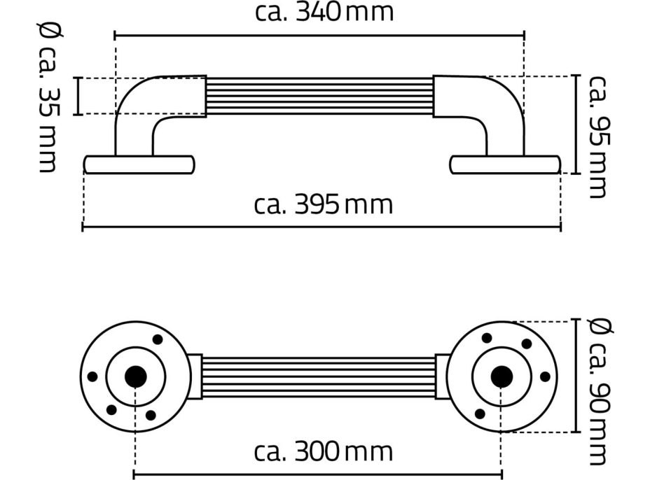 Ridder Pevnostní madlo plastové, 300mm, chrom A1013037