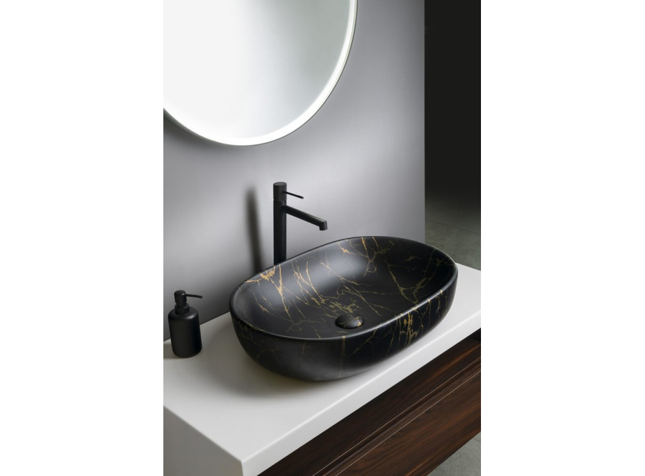 Sapho CALEO keramické umyvadlo na desku, 60x42cm, portoro mramor CA590PT