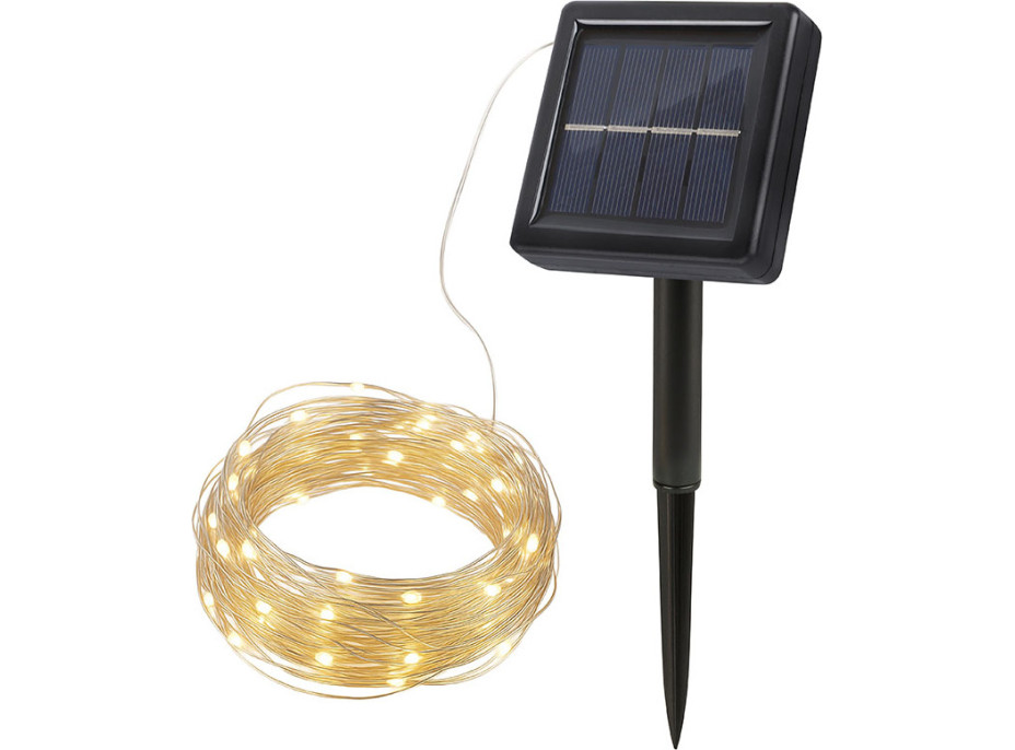 Solight LED solární řetěz, 200LED, 22m, teplá bílá