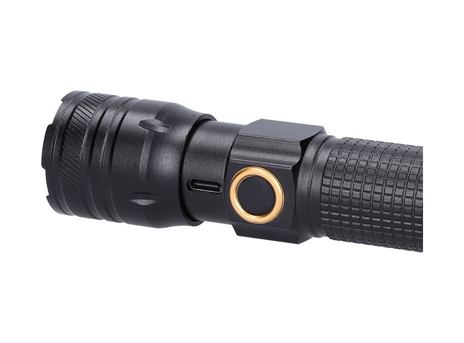 Solight LED nabíjecí svítilna s displayem, 200lm, zoom, Li-Ion