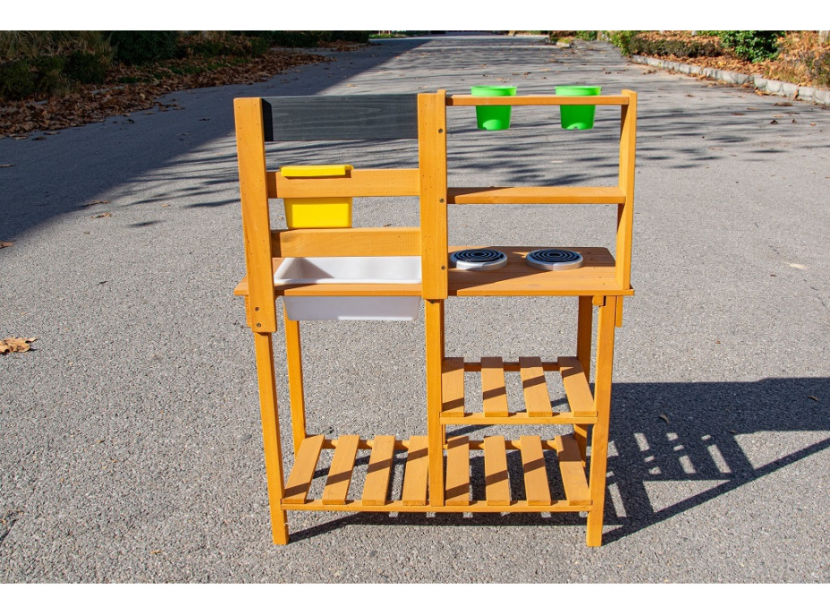 2Kids Toys Dřevěná zahradní kuchyňka s dřezem