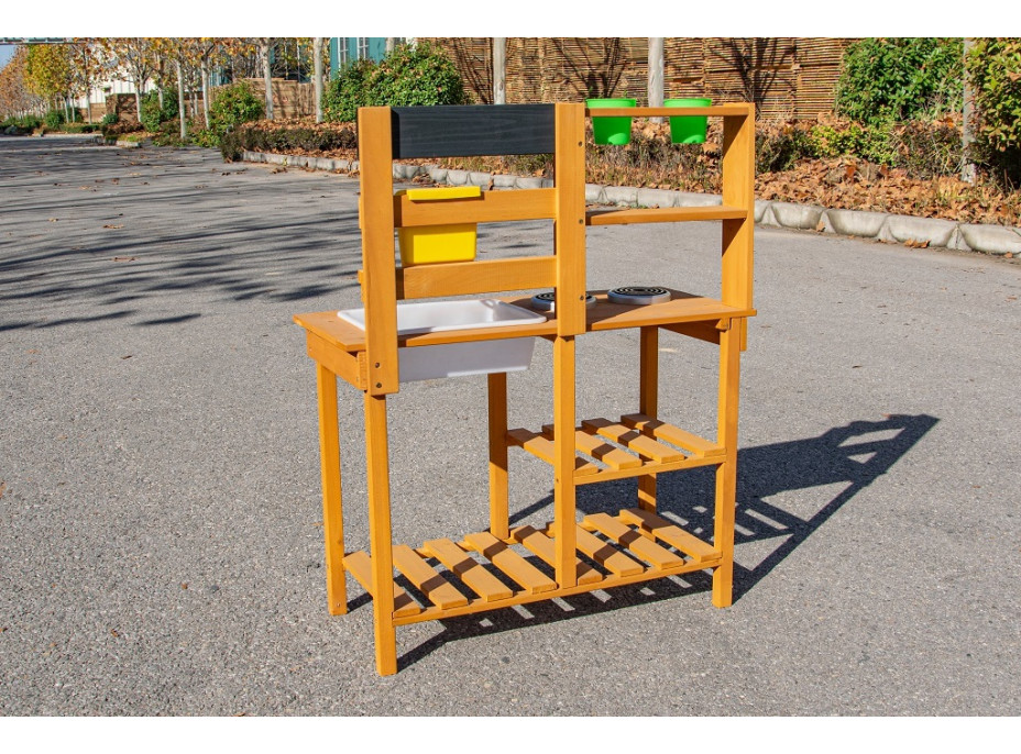 2Kids Toys Dřevěná zahradní kuchyňka s dřezem