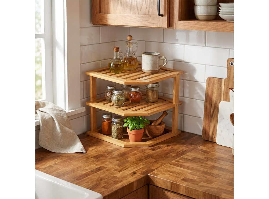 Rohová bambusová polička DEDAL