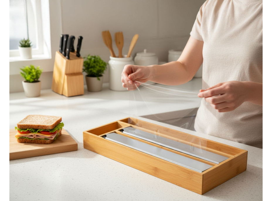 Bambusový zásobník na kuchyňské folie BORDE