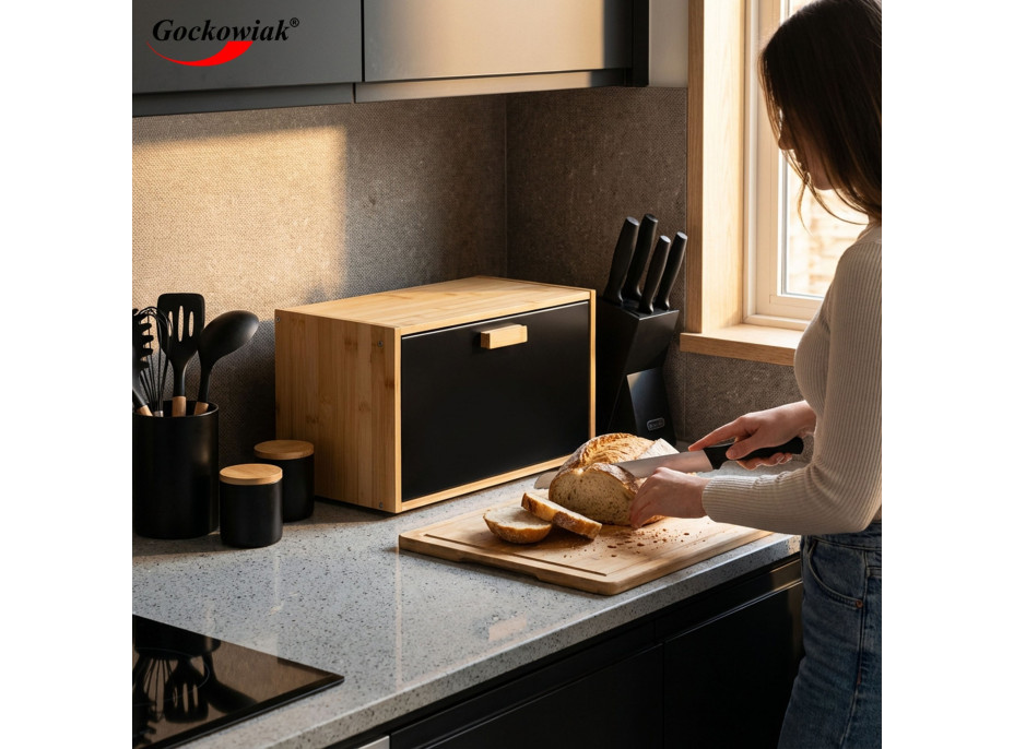 Bambusový chlebník CHARLES - přírodní/černý